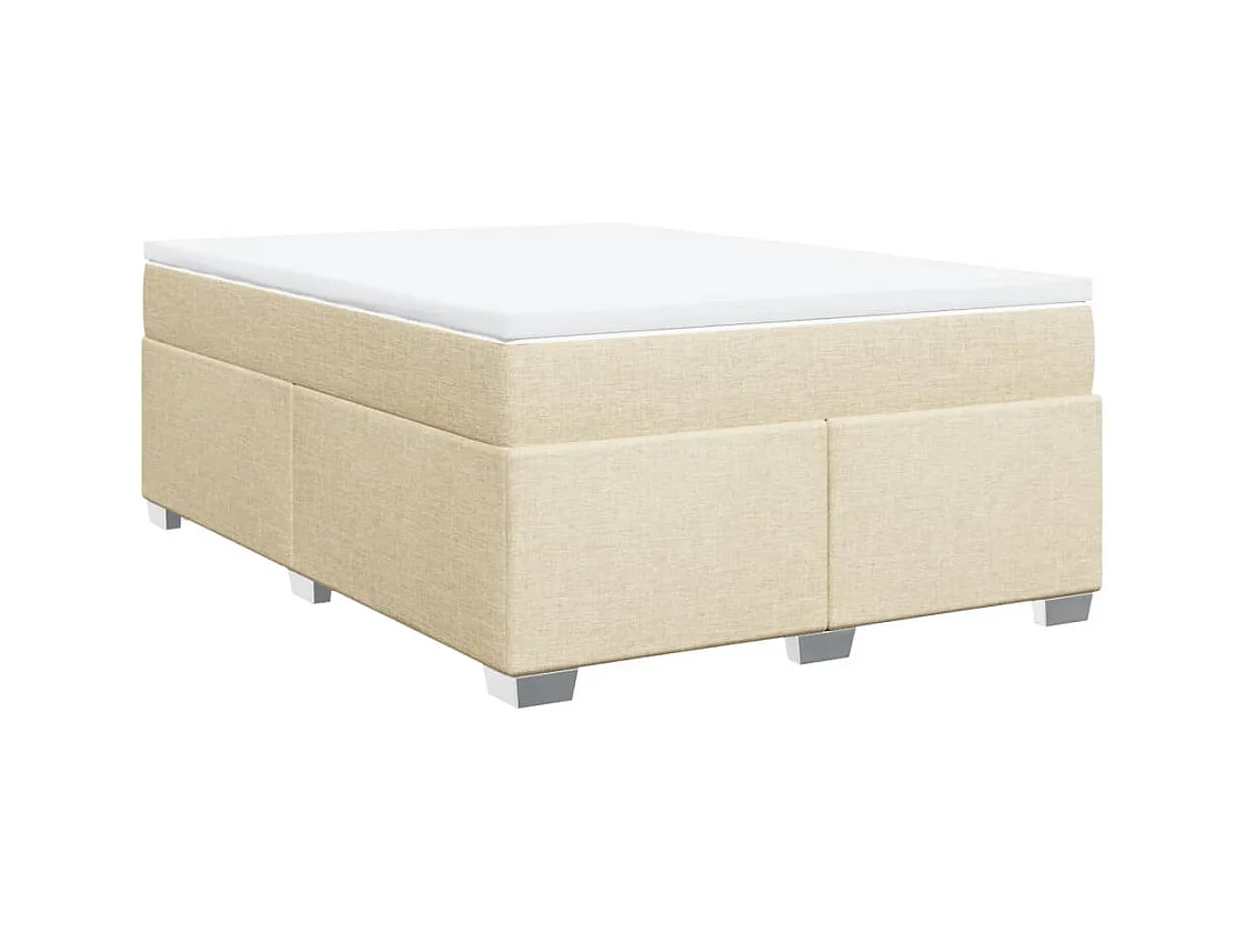 Sommier à lattes de lit avec matelas Crème 140x200 cm Tissu
