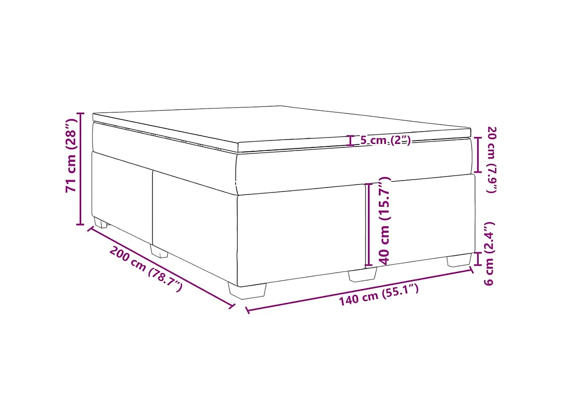Sommier à lattes de lit avec matelas Crème 140x200 cm Tissu