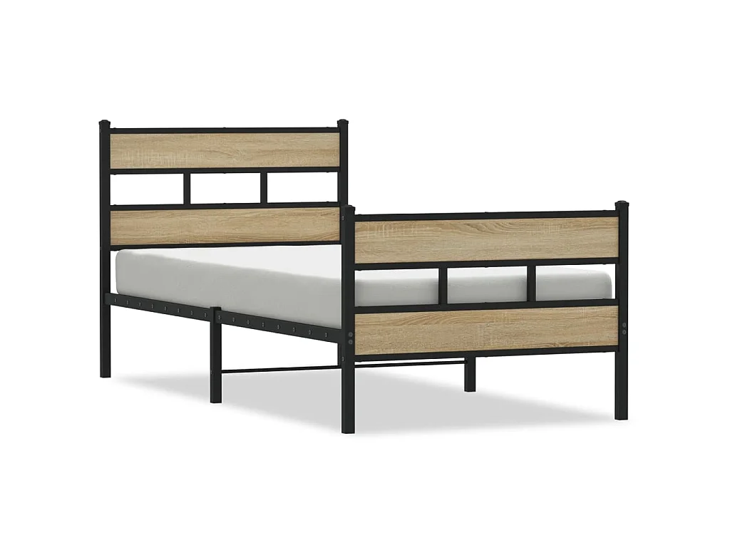 Cadre de lit en métal sans matelas chêne sonoma 90x200 cm