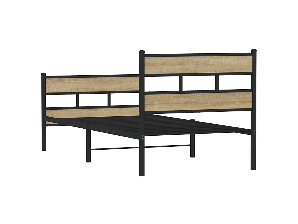 Cadre de lit en métal sans matelas chêne sonoma 90x200 cm