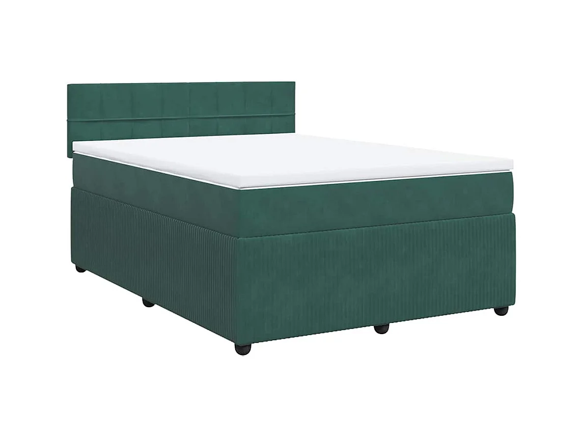 Sommier à lattes de lit et matelas Vert foncé 140x200cm Velours