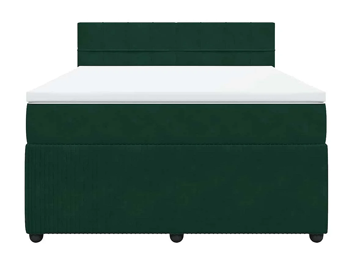 Boxspringbett mit Matratze Dunkelgrün 140x200 cm Samt