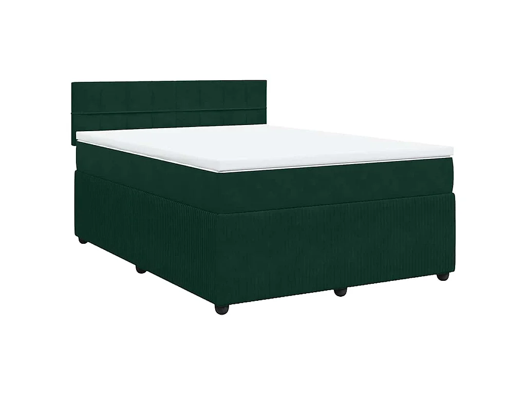 Sommier à lattes de lit et matelas Vert foncé 140x200cm Velours