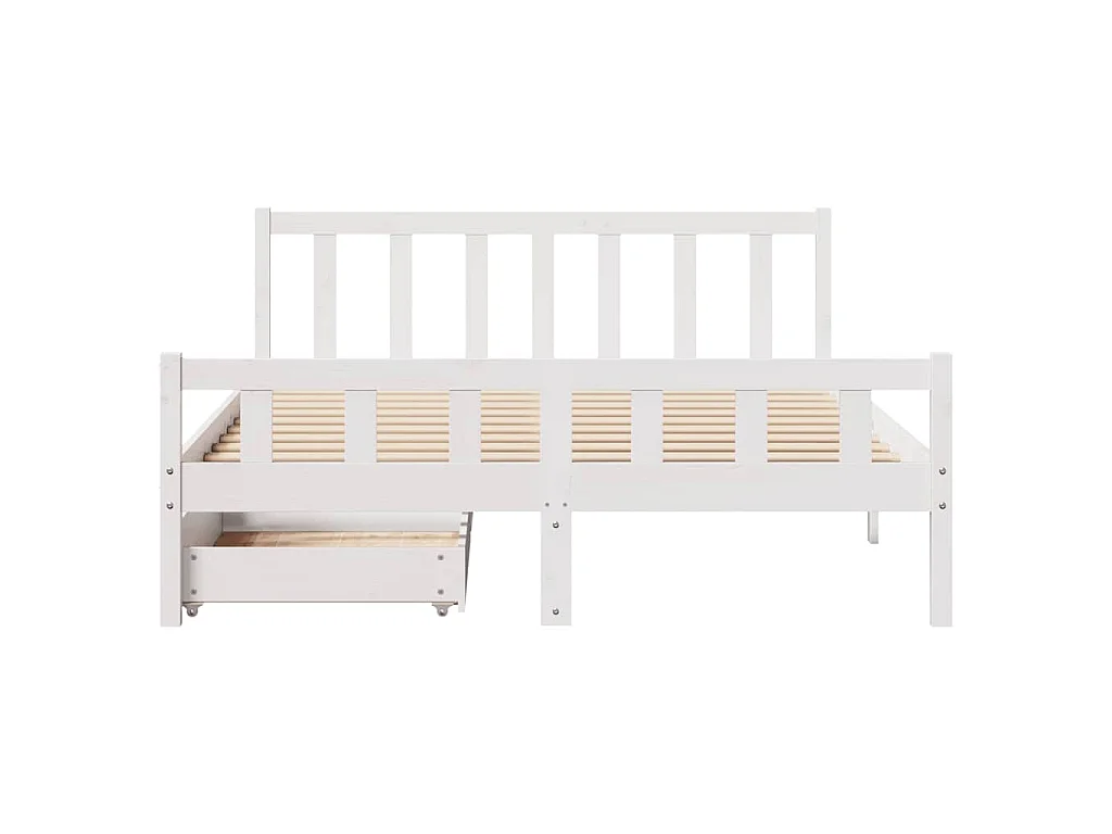 Massivholzbett ohne Matratze Weiß 160x200 Kiefernholz