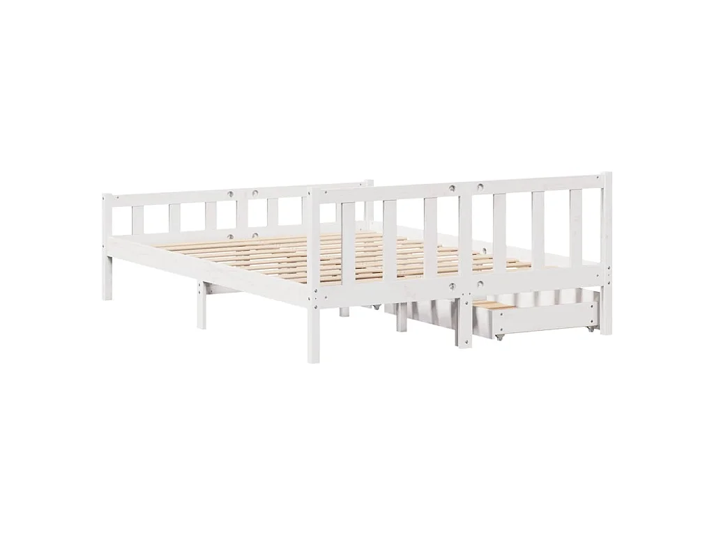 Massivholzbett ohne Matratze Weiß 160x200 Kiefernholz