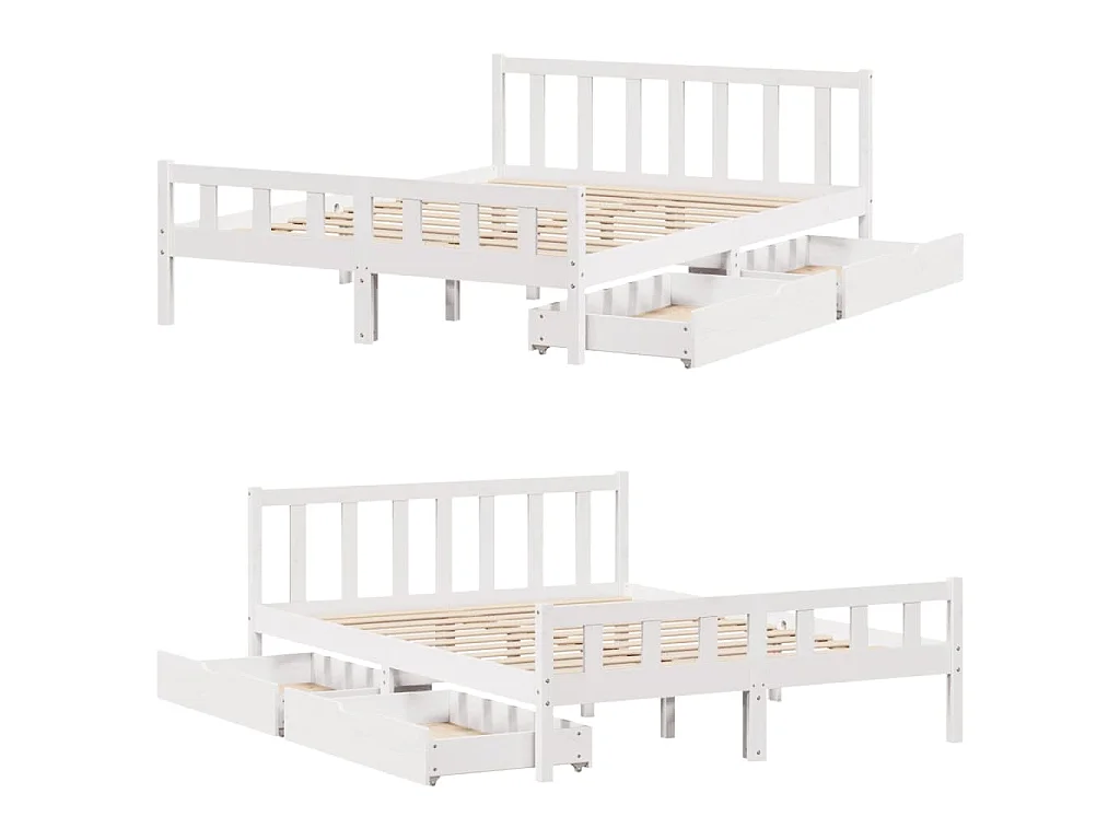Massivholzbett ohne Matratze Weiß 160x200 Kiefernholz