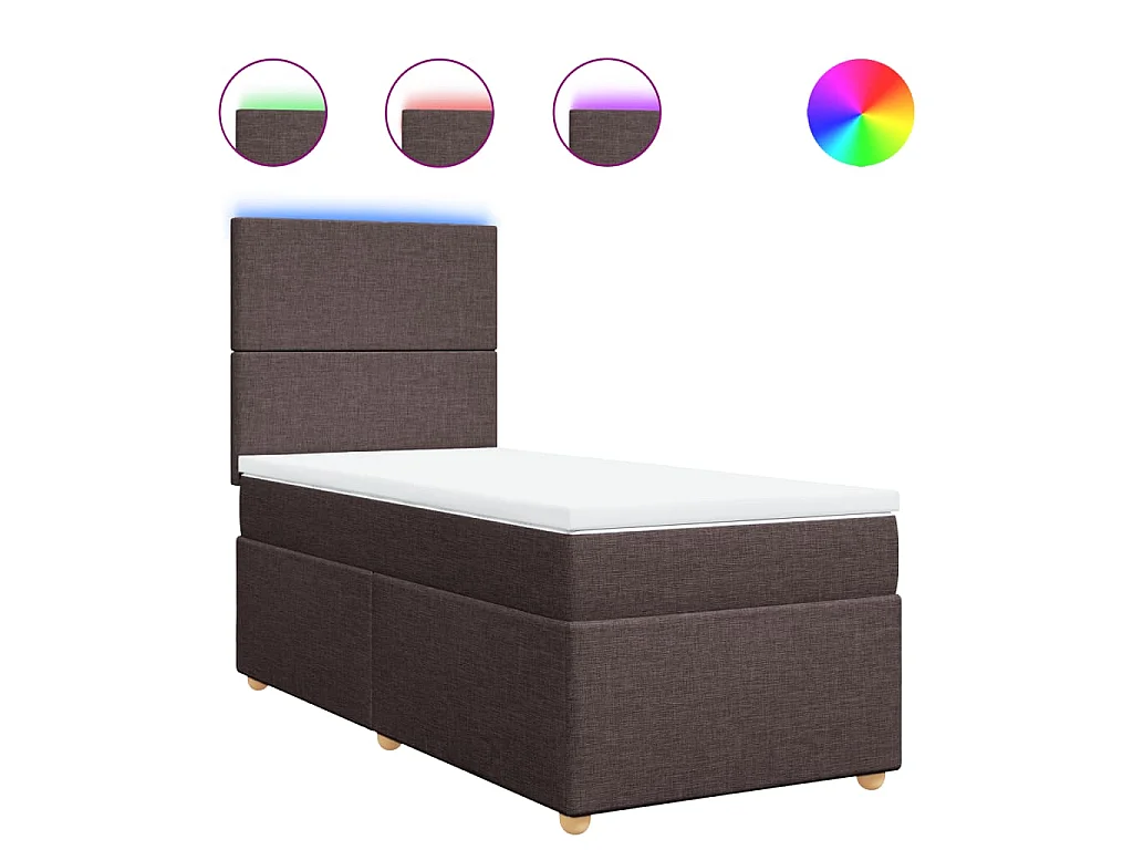 Cama box spring con colchón tela marrón oscuro 100x200 cm