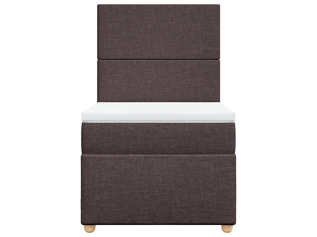 Cama box spring con colchón tela marrón oscuro 100x200 cm