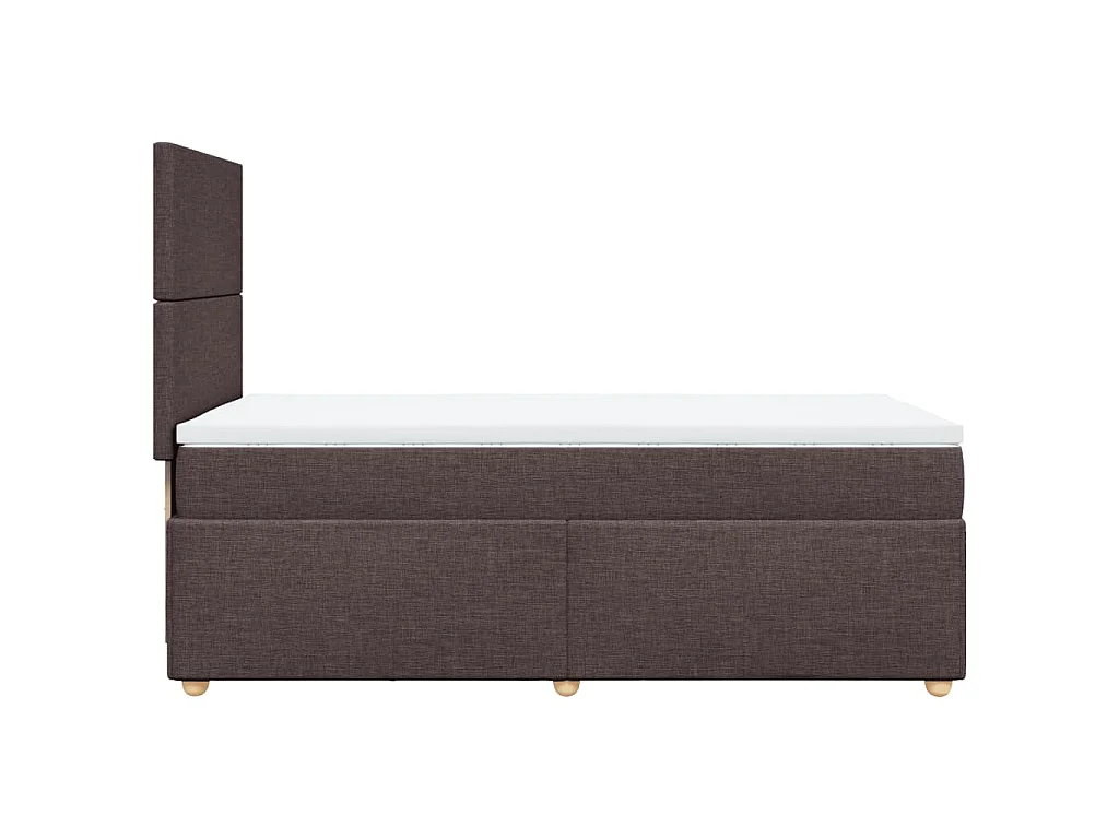Cama box spring con colchón tela marrón oscuro 100x200 cm