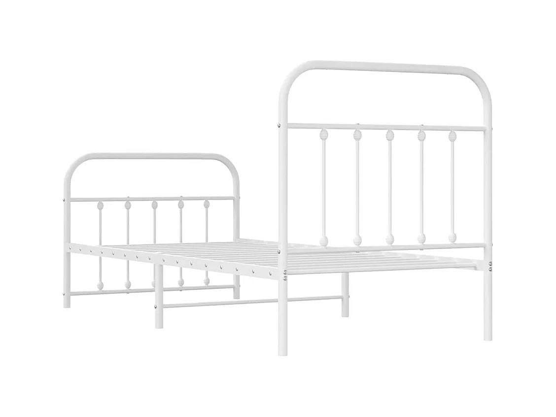 Bettgestell mit Kopf- und Fußteil Metall Weiß 90x190 cm