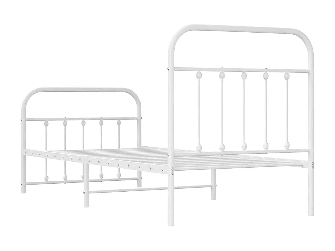 Bettgestell mit Kopf- und Fußteil Metall Weiß 90x190 cm