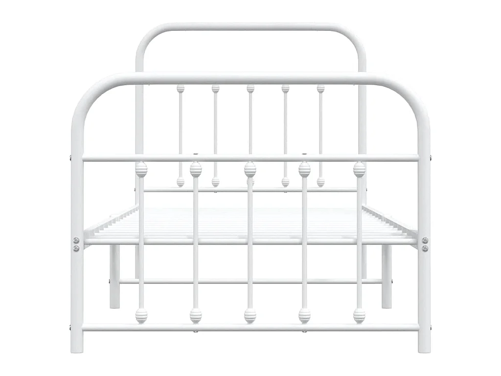 Cadre de lit métal sans matelas avec pied de lit blanc 90x190cm