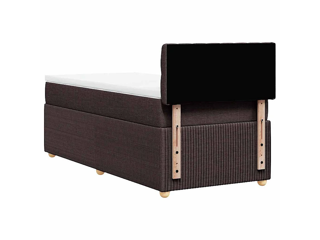 Cama box spring con colchón tela marrón oscuro 90x190 cm