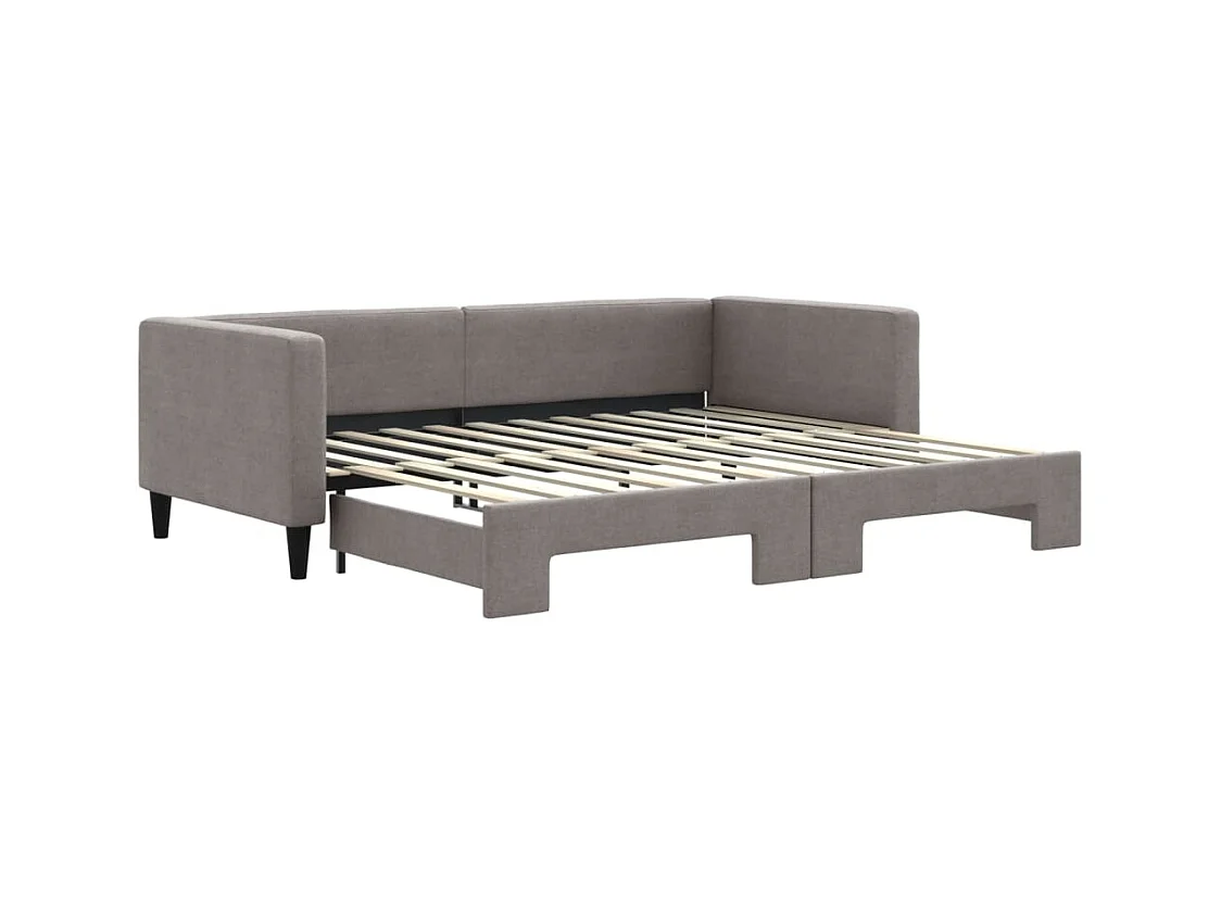 Lit de jour avec gigogne sans matelas taupe 90x200 cm