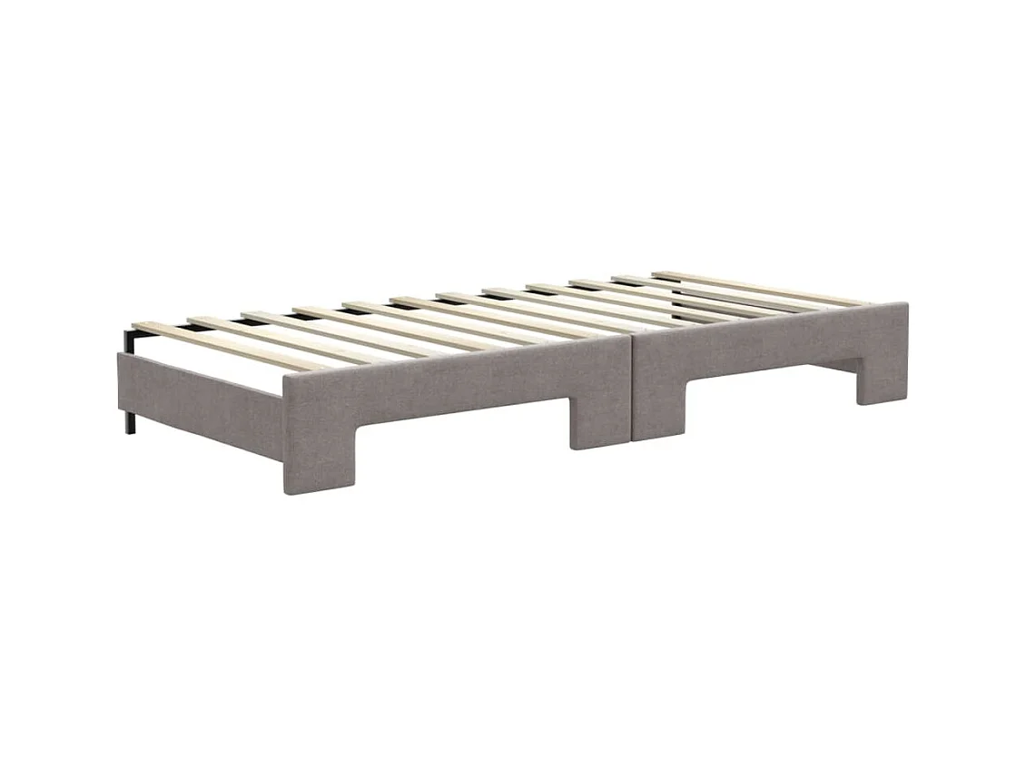 Lit de jour avec gigogne sans matelas taupe 90x200 cm