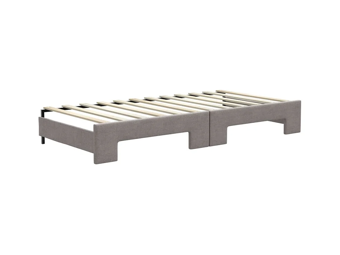 Lit de jour avec gigogne sans matelas taupe 90x200 cm