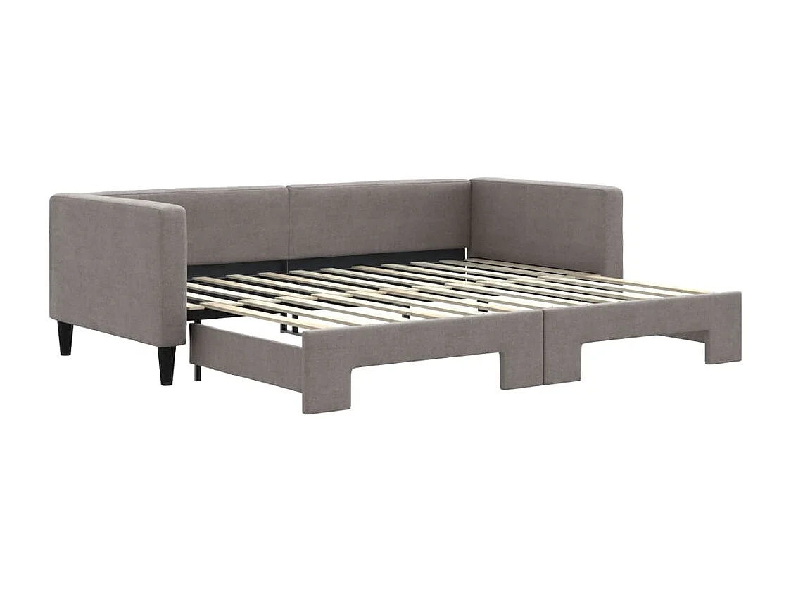 Tagesbett Ausziehbar Taupe 90x200 cm Stoff