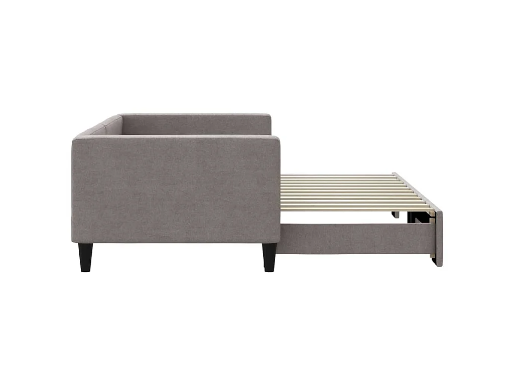 Tagesbett Ausziehbar Taupe 90x200 cm Stoff