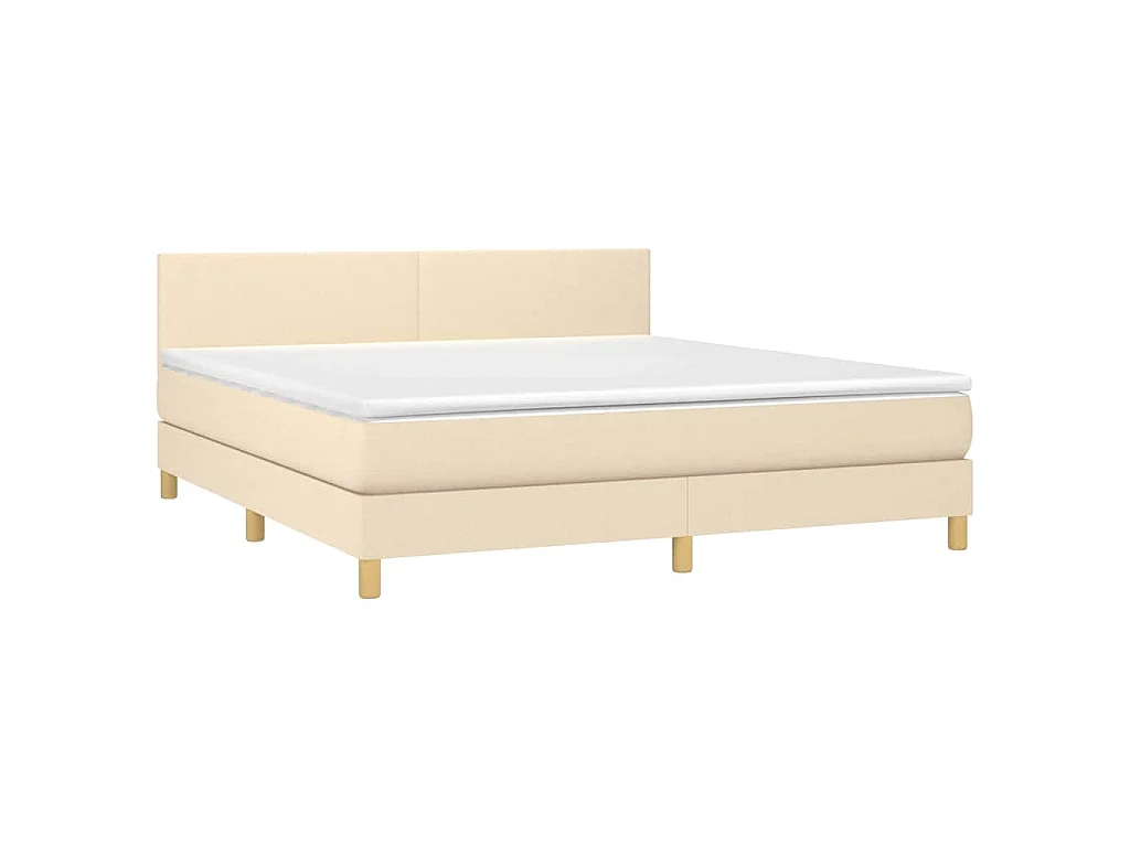 Sommier à lattes de lit avec matelas LED Crème 180x200 cm Tissu