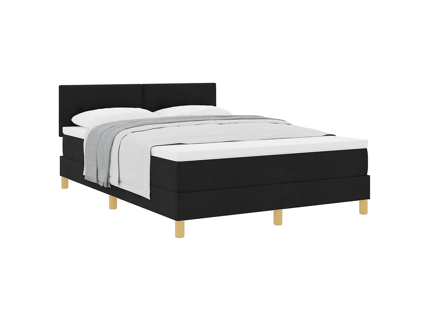 Letto a molle con cuscino Nero 160 x 200 cm Tessuto