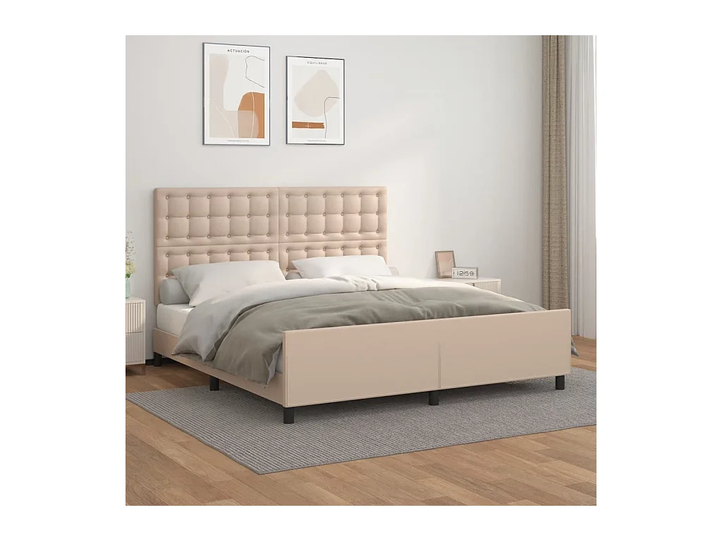 Cadre de lit avec tête de lit Cappuccino 180x200 cm Similicuir