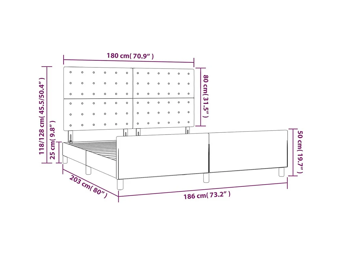 Cadre de lit avec tête de lit Cappuccino 180x200 cm Similicuir