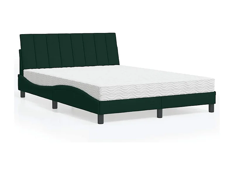 Lit avec matelas Hanko vert foncé 140x190 cm velours