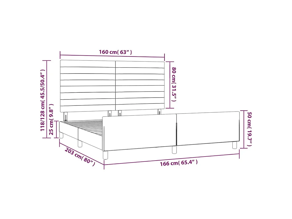 Bettgestell ohne Matratze Taupe 160x200 cm Stoff