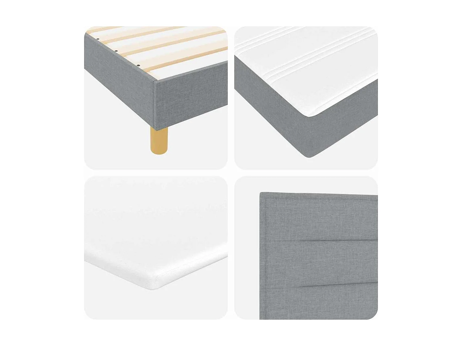 Lit boxspring avec matelas Gris clair 90 x 200 cm tissu