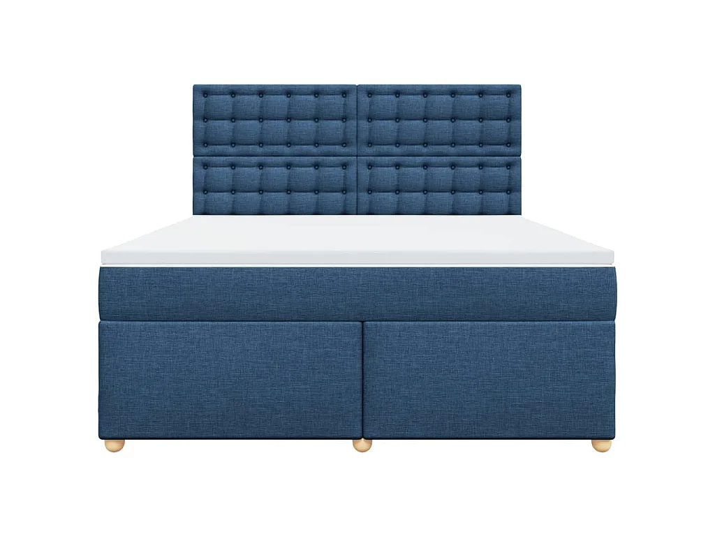 Cama box spring con colchón tela azul 180x200 cm