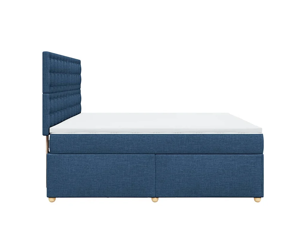 Cama box spring con colchón tela azul 180x200 cm