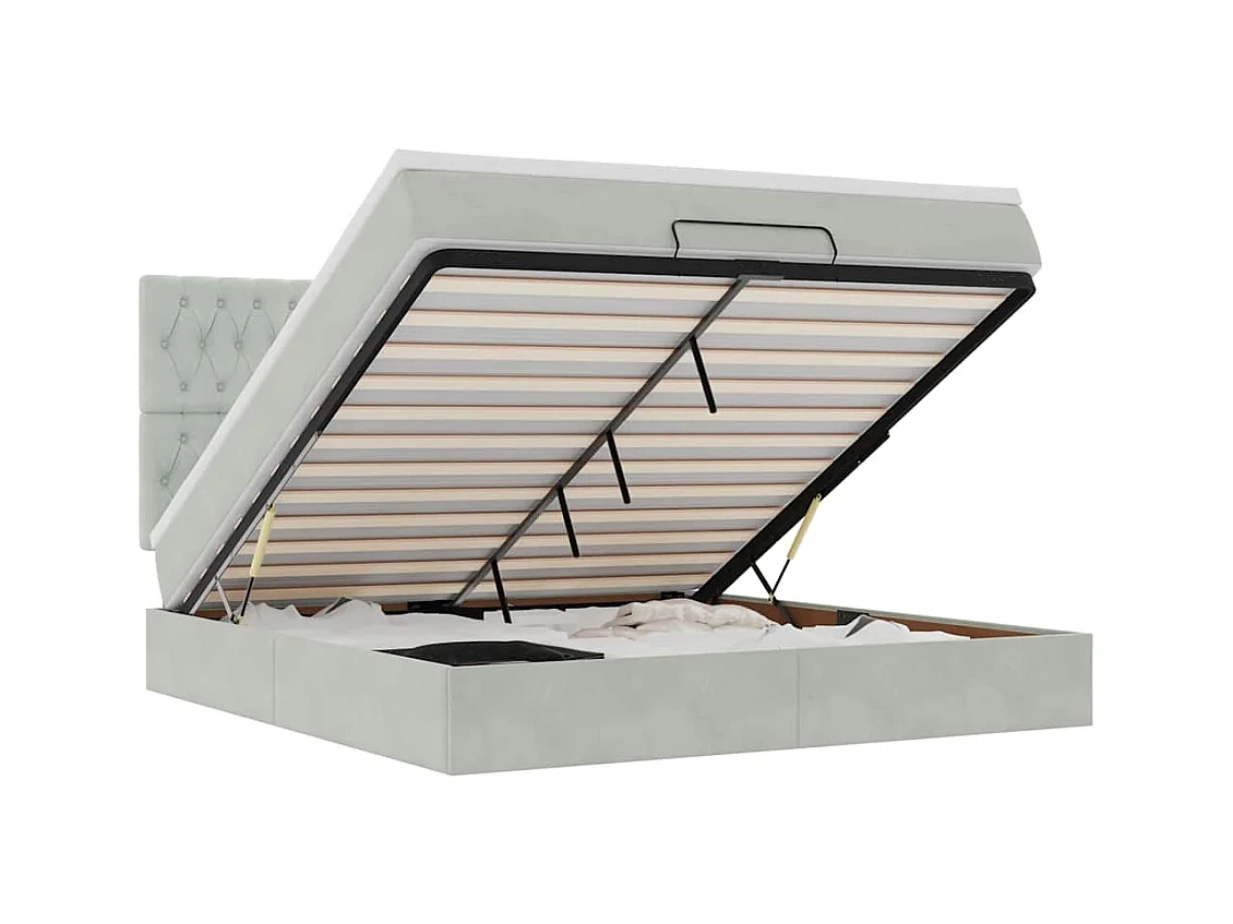 Struttura Letto Pouf con Materassi 160x200 cm in Velluto