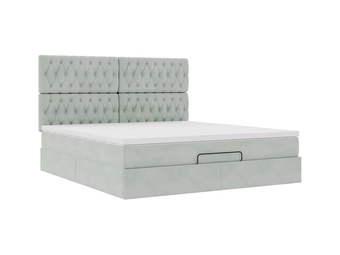 Struttura Letto Pouf con Materassi 160x200 cm in Velluto