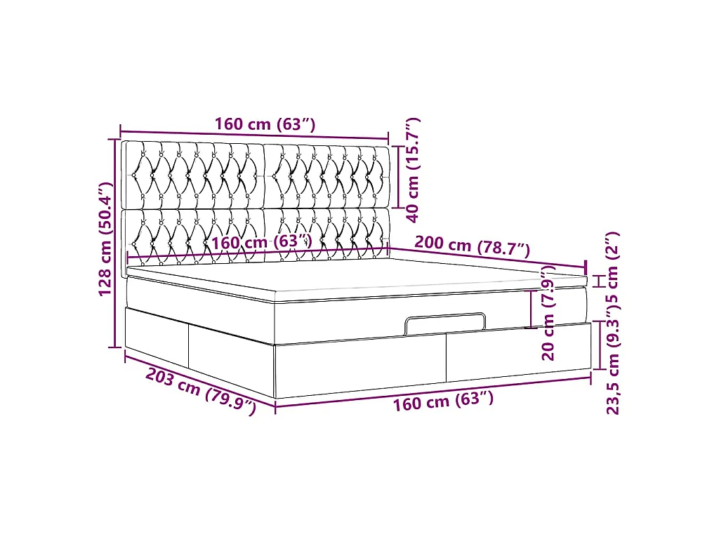 Ottoman-Bett mit Matratzen & LEDs Hellgrau 160x200 cm Samt