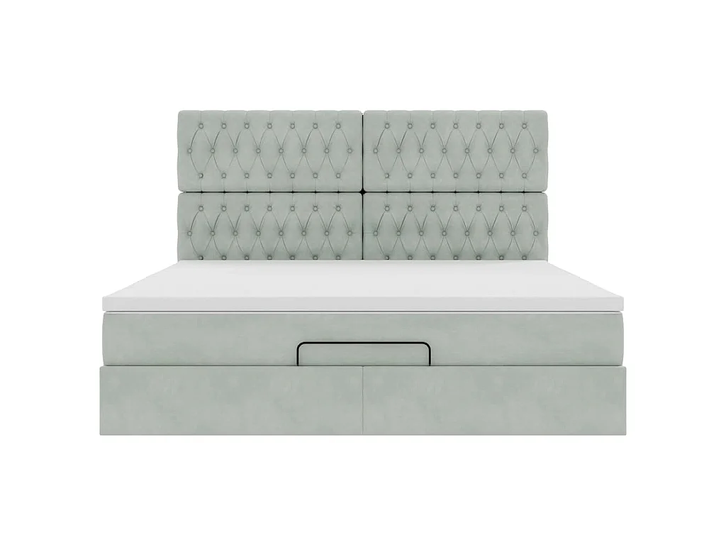 Ottoman-Bett mit Matratzen & LEDs Hellgrau 160x200 cm Samt