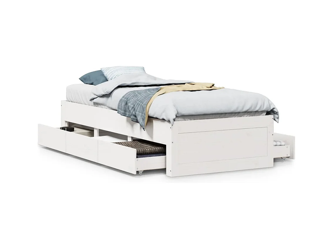 Cadre de lit sans matelas avec tiroirs 90x200 cm bois de pin