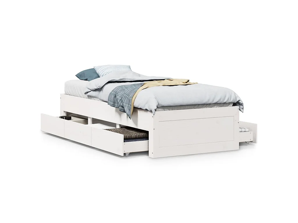 Cadre de lit sans matelas avec tiroirs 90x200 cm bois de pin