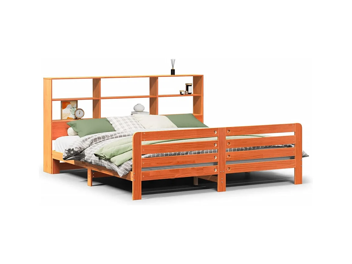 Cadre de lit sans matelas cire marron 180x200cm bois pin massif