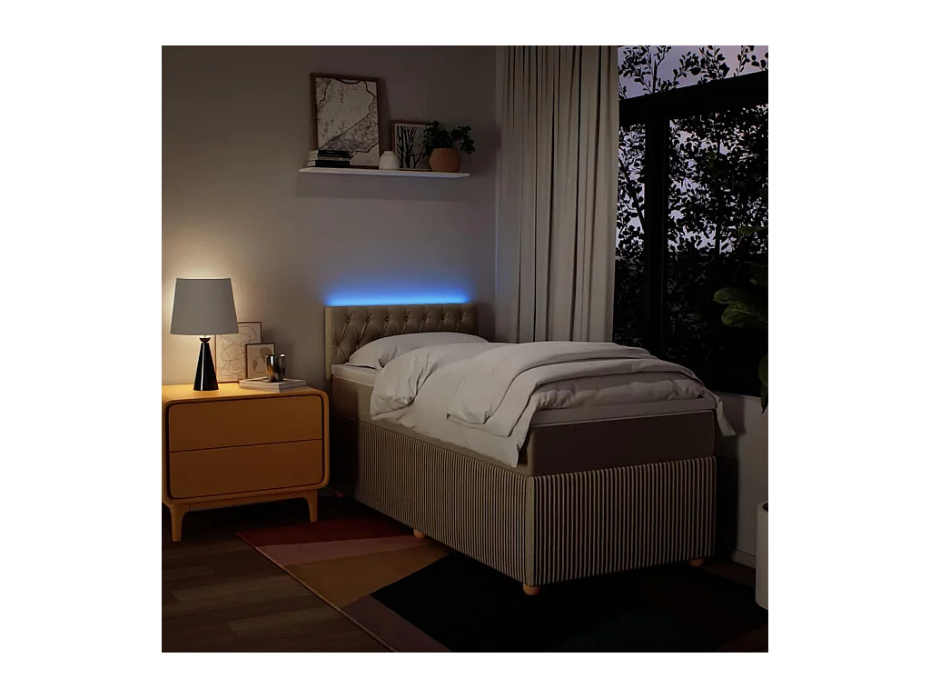 Boxspring met matras stof crèmekleurig 90x190 cm