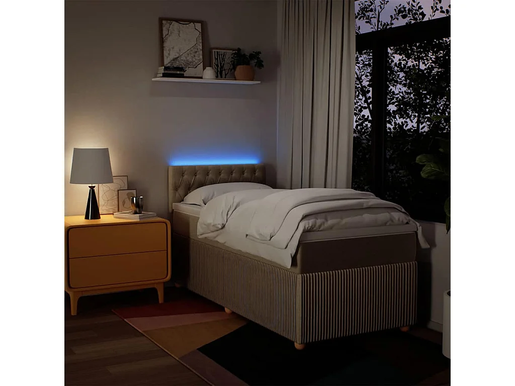 Sommier à lattes de lit et matelas Crème 90x190 cm Tissu