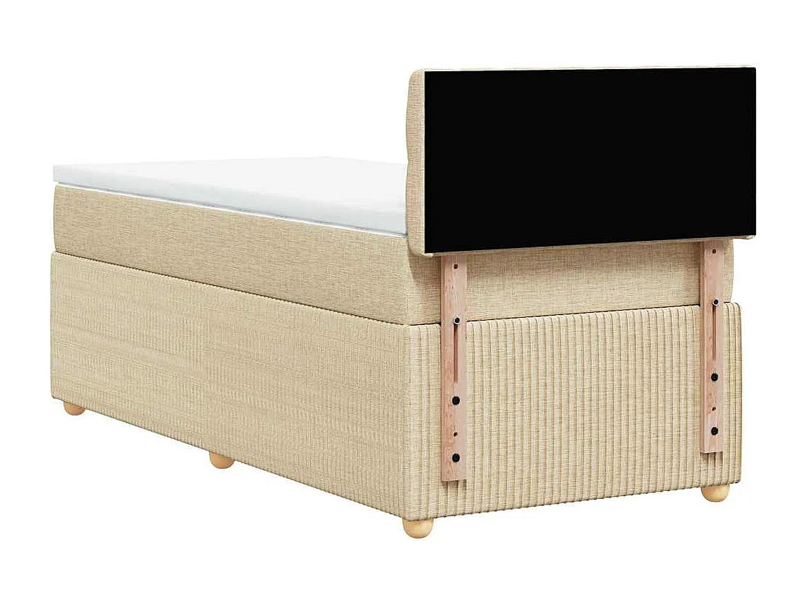Sommier à lattes de lit et matelas Crème 90x190 cm Tissu