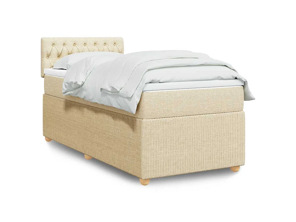 Boxspringbett mit Matratze Creme 90x190 cm Stoff
