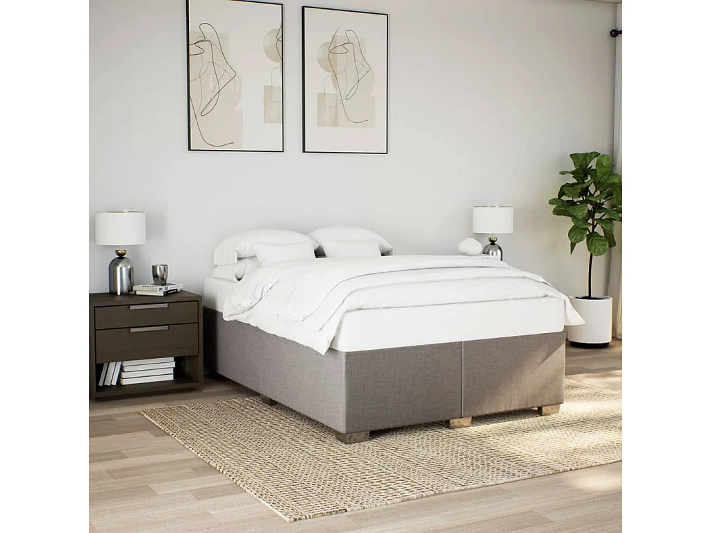 Cadre de lit sans matelas taupe 140x200 cm tissu