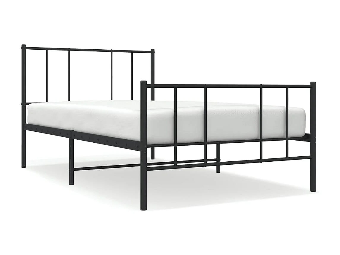 Cadre de lit métal sans matelas avec pied de lit noir 90x200 cm