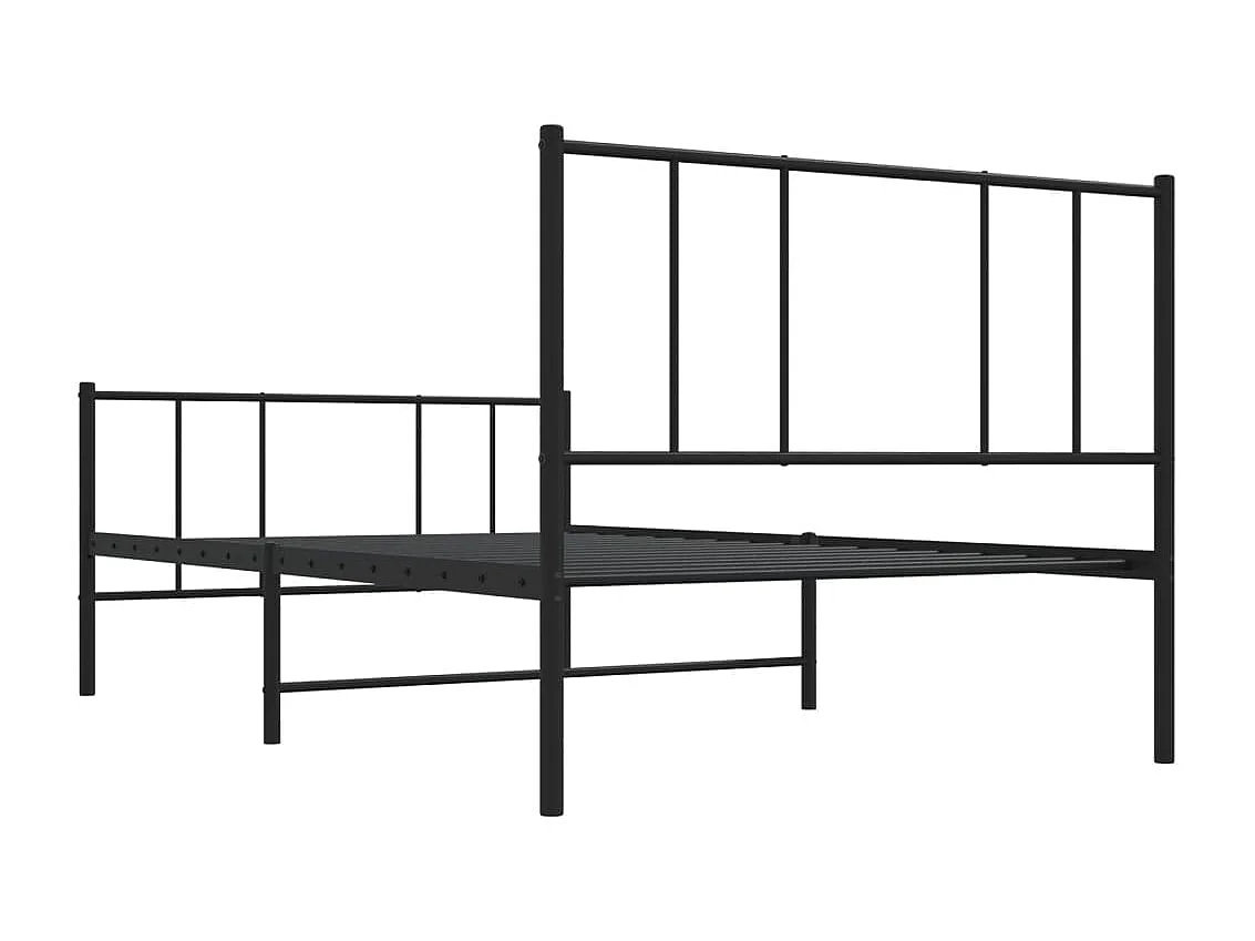 Cadre de lit métal sans matelas avec pied de lit noir 90x200 cm