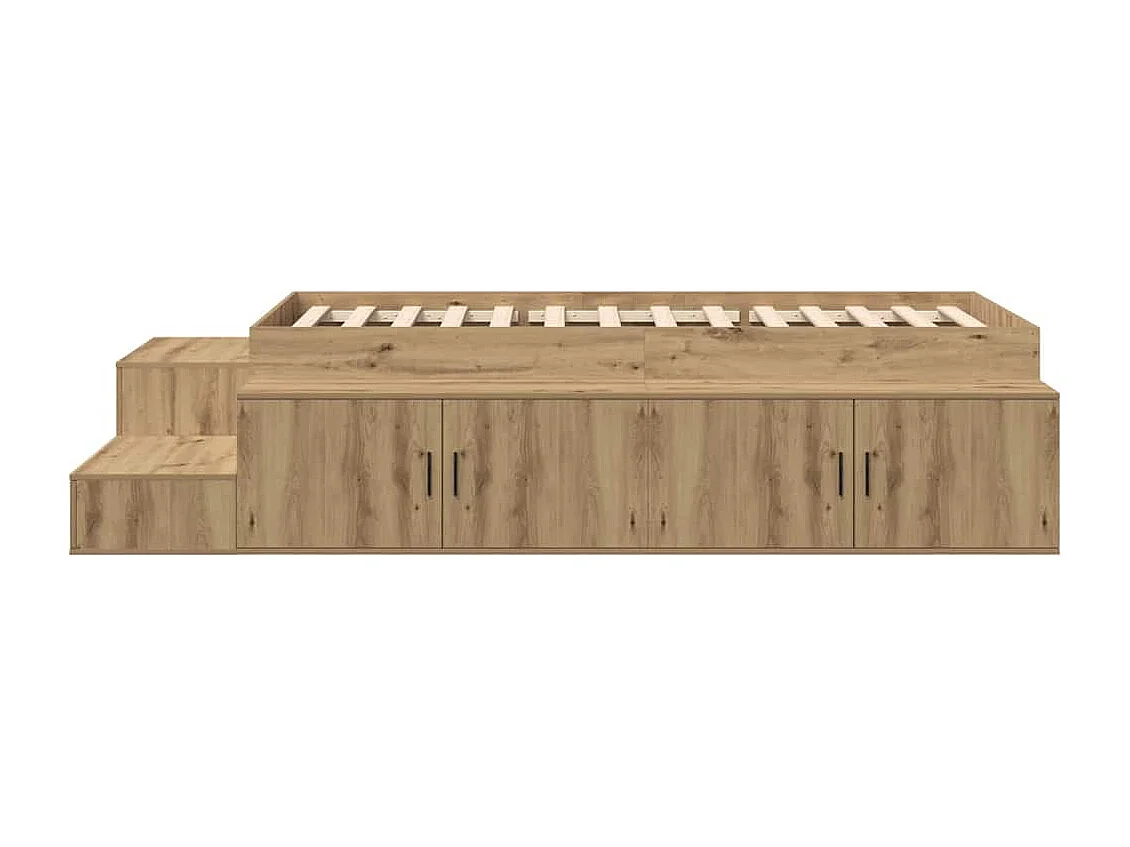 Cama con almacenamiento Roble artesanal 75 cm