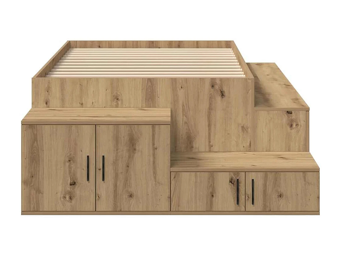 Cama con almacenamiento Roble artesanal 75 cm
