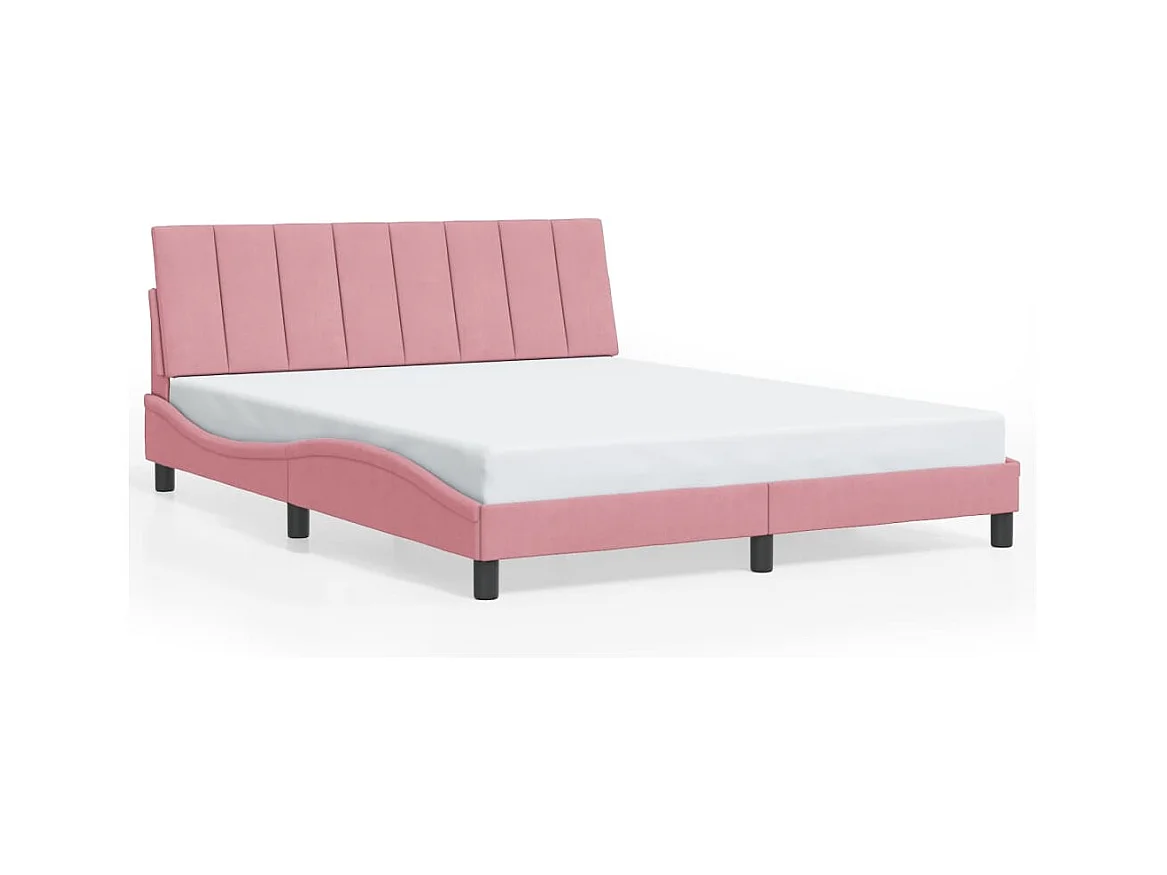 Cadre de lit avec LED sans matelas Hanko rose 160x200 cm velours