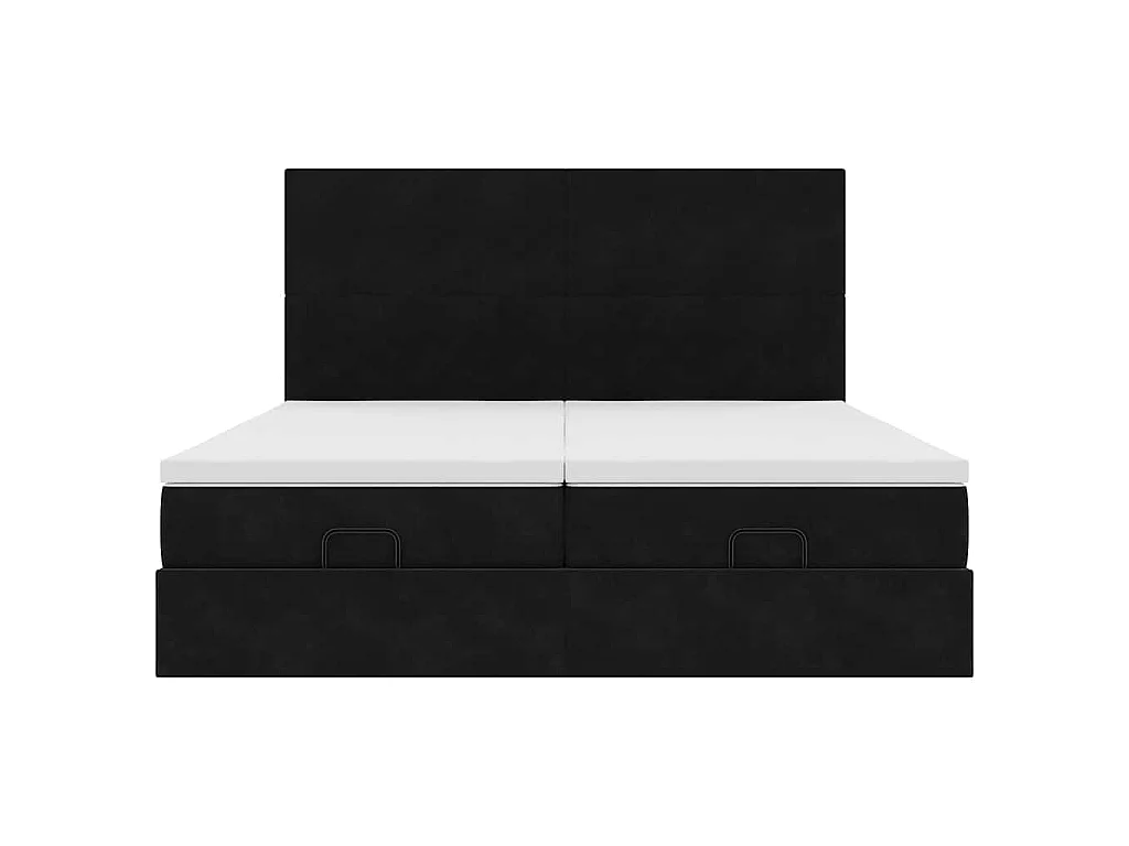 Estrutura de cama otomana com colchões 180x200cm veludo preto