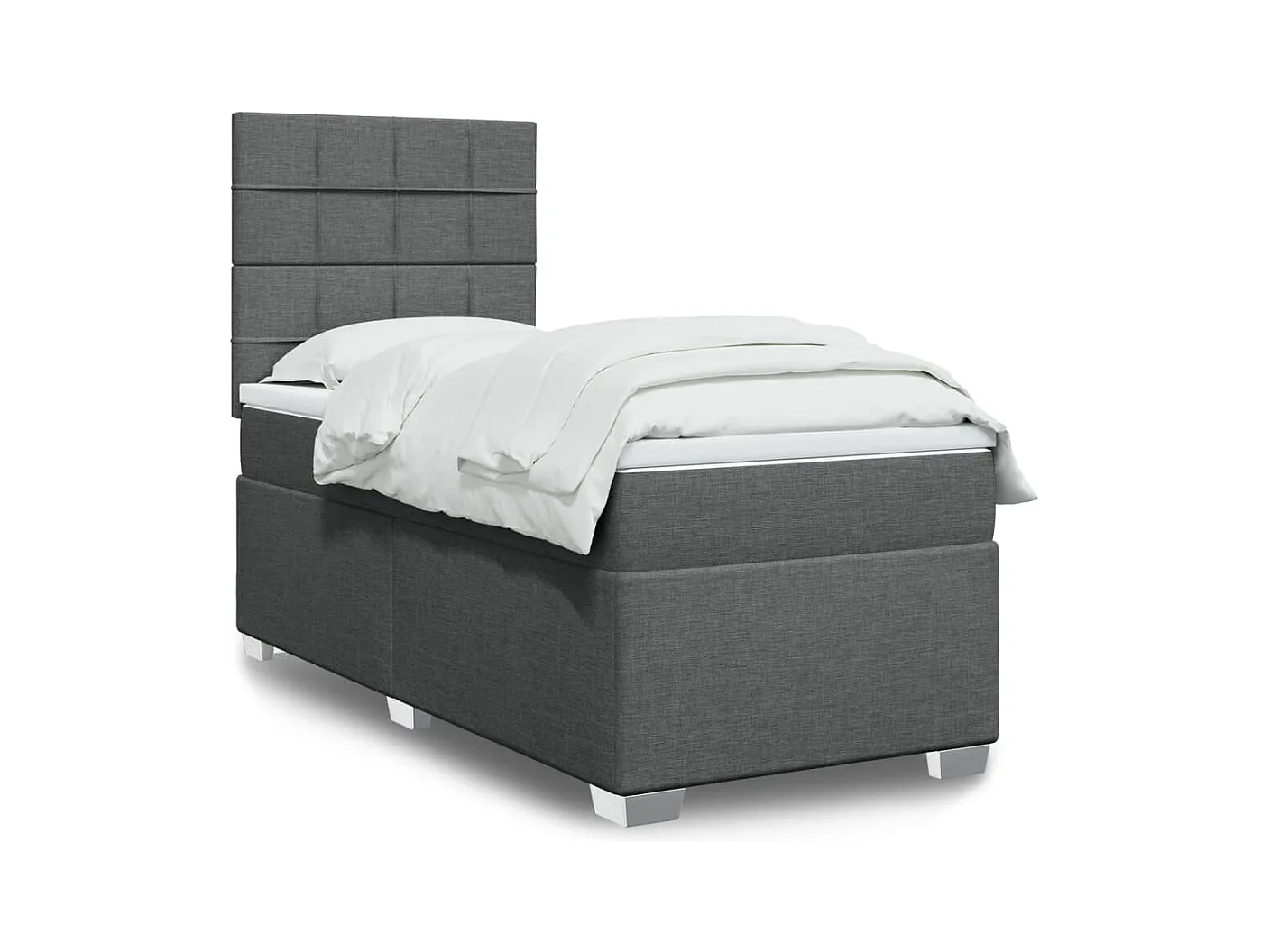 Boxspring met matras stof donkergrijs 90x200 cm